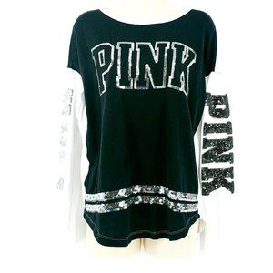 PINK VS Colorblock Long Sleeve Sequin Top